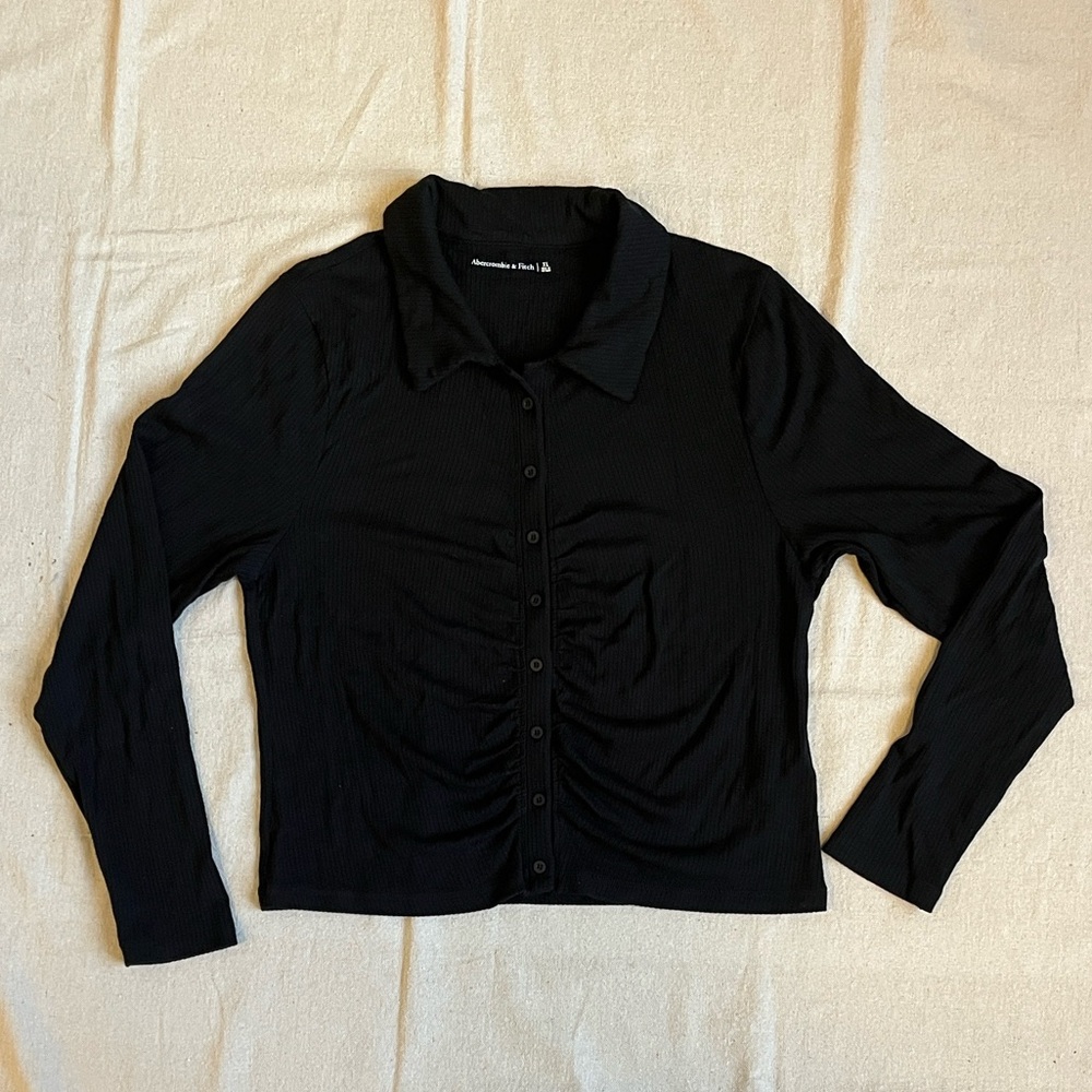 Abercrombie & Fitch Stretch Rouched Button Up